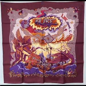 Hermès Alfie Aube Libre Comme L’Ange Design Angels Purple & Burgundy Silk scarf